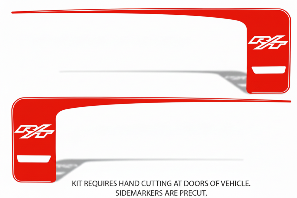 Red RT rear-side stripe decal kit for 2011–2014 Dodge Charger