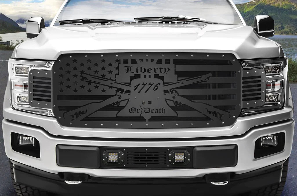 Ford F150 Black Steel Grille ('18-'20) Liberty or Death Pattern