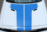 Ocean Blue Rally Hood Stripes on a Dodge Challenger
