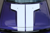 Purple-Blue Hood with Matte White Rally Stripes 