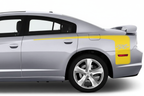 Silver 2011–2014 Dodge Charger with yellow RT rear-side stripe decals