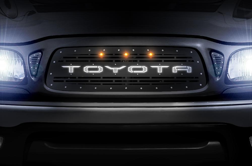 Toyota Tacoma X-LITE Grille ('01-'04) TOYOTA with LED Lights - RacerX Customs | Truck Graphics, Grilles and Accessories