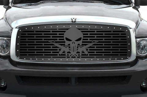 Dodge Ram Steel Grille ('02-'05) AR-15 PUNISHER - RacerX Customs | Truck Graphics, Grilles and Accessories