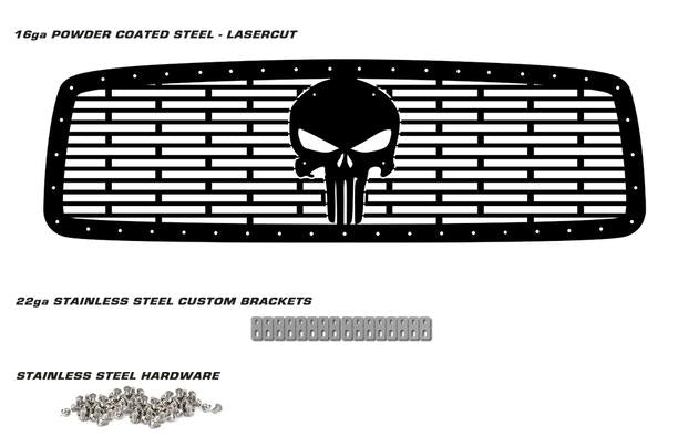 Dodge Ram Steel Grille ('02-'05) PUNISHER - RacerX Customs | Truck Graphics, Grilles and Accessories