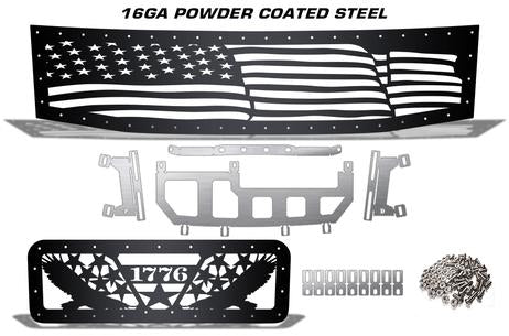 Nissan Armada Grille ('05-'07) Black Steel AMERICAN FLAG - RacerX Customs | Truck Graphics, Grilles and Accessories