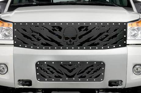 Nissan Armada Grille ('05-'07) Black Steel NIGHTMARE - RacerX Customs | Truck Graphics, Grilles and Accessories