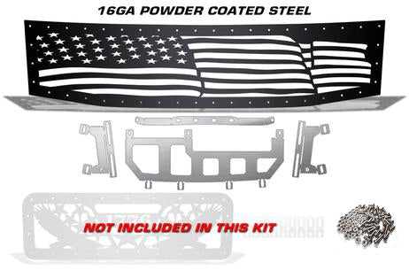 Nissan Titan Grille ('08-'14) Black Steel, AMERICAN FLAG - RacerX Customs | Truck Graphics, Grilles and Accessories