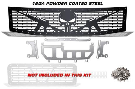 Nissan Armada Grille ('05-'07) Black Steel, AR-15 PUNISHER - RacerX Customs | Truck Graphics, Grilles and Accessories
