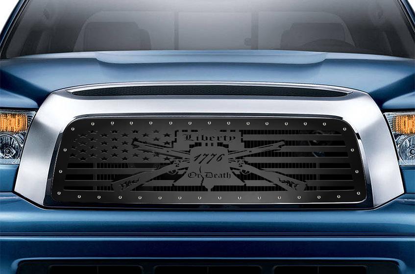 Toyota Tundra Grille ('07-'09) Black Steel, LIBERTY OR DEATH - RacerX Customs | Truck Graphics, Grilles and Accessories