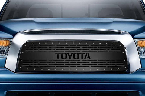 Toyota Tundra Grille ('07-'09) Black Steel, TOYOTA logo - RacerX Customs | Truck Graphics, Grilles and Accessories