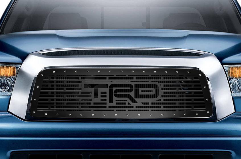 Toyota Tundra Grille ('07-'09) Black Steel, TRD logo - RacerX Customs | Truck Graphics, Grilles and Accessories