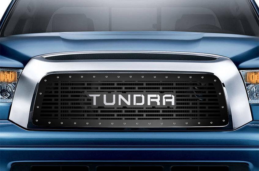 Toyota Tundra Grille ('07-'09) with Silver TUNDRA logo - RacerX Customs | Truck Graphics, Grilles and Accessories