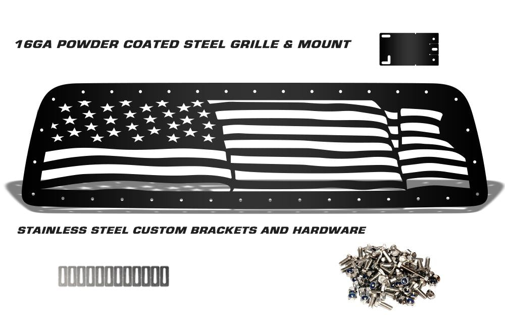 Toyota Tundra Grille ('07-'09) Black Steel, AMERICAN FLAG - RacerX Customs | Truck Graphics, Grilles and Accessories