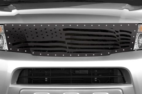 Nissan Pathfinder Grille ('08-'11) Black Steel, AMERICAN FLAG - RacerX Customs