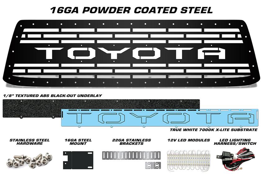 Toyota Tundra Grille ('10-'13) with LED X-Lite - TOYOTA Logo - RacerX Customs | Truck Graphics, Grilles and Accessories