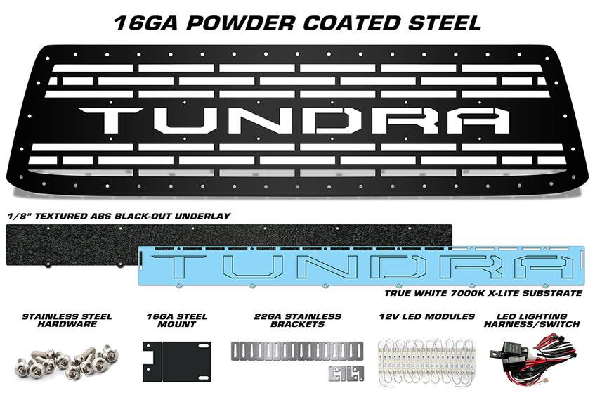Toyota Tundra Grille ('10-'13) with LED X-Lite - TUNDRA Logo - RacerX Customs | Truck Graphics, Grilles and Accessories