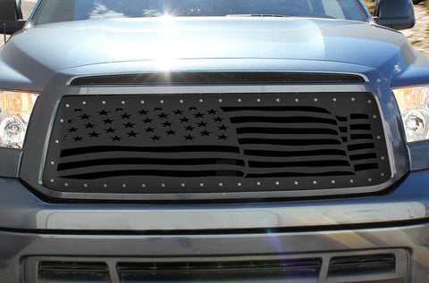 Toyota Tundra Grille ('10-'13) Black Steel - AMERICAN FLAG - RacerX Customs | Truck Graphics, Grilles and Accessories