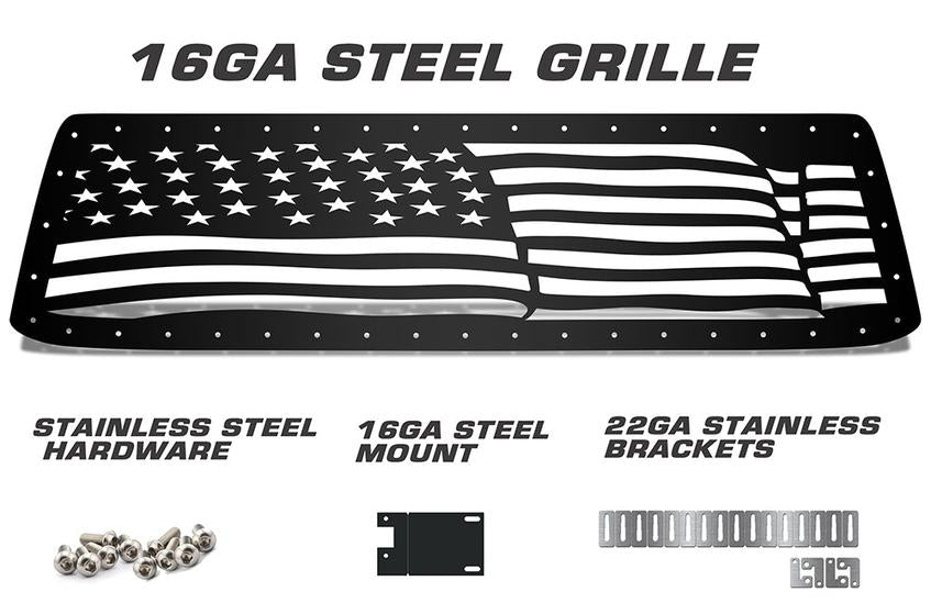 Toyota Tundra Grille ('10-'13) Black Steel - AMERICAN FLAG - RacerX Customs | Truck Graphics, Grilles and Accessories