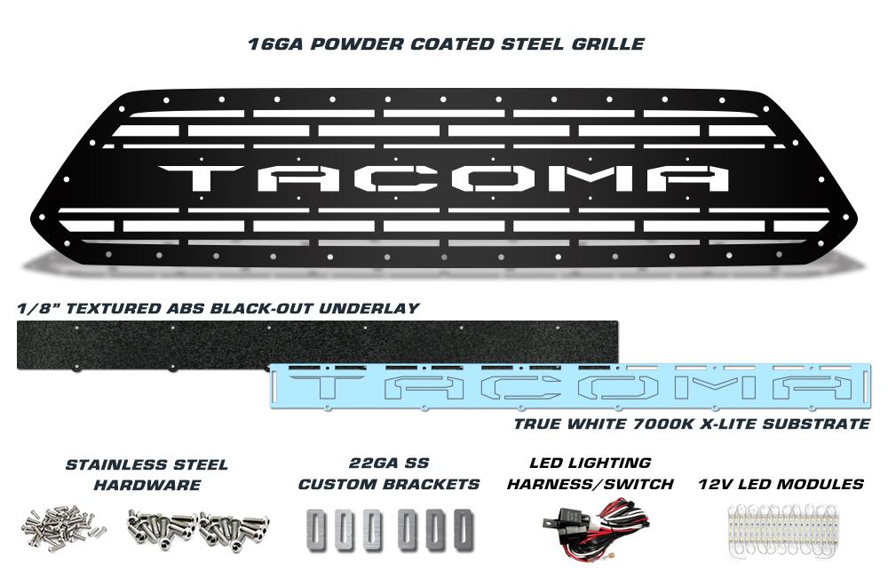 Toyota Tacoma LED X-Lite Grille ('12-'15) TACOMA Logo - RacerX Customs | Truck Graphics, Grilles and Accessories