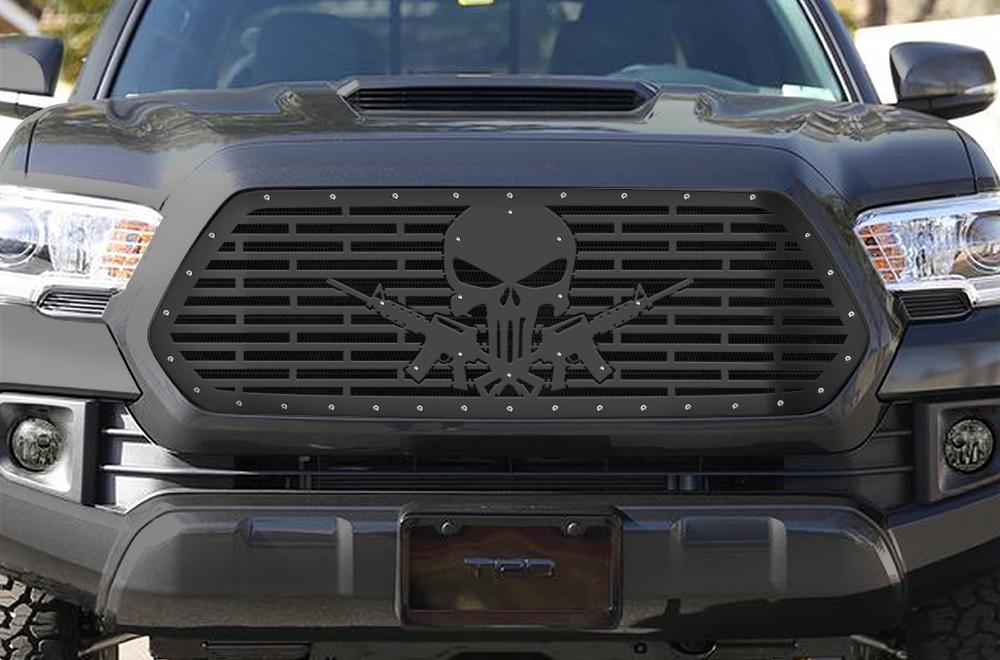 Toyota Tacoma Steel Grille ('16-'17) PUNSHER-AR15 - RacerX Customs | Truck Graphics, Grilles and Accessories