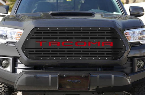 Toyota Tacoma Steel Grille ('16-'17) Red TACOMA v2 - RacerX Customs | Truck Graphics, Grilles and Accessories