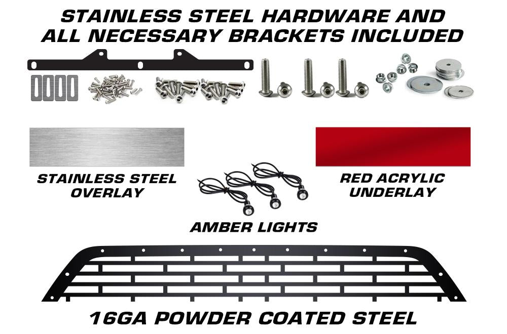 Toyota Tacoma Grille ('16-'17) Red & Silver "T" Logo with LED Lights - RacerX Customs | Truck Graphics, Grilles and Accessories