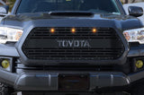 Toyota Tacoma Grille ('16-'17) Silver TOYOTA v2 with LED Lights - RacerX Customs | Truck Graphics, Grilles and Accessories