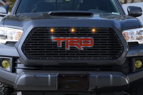 Toyota Tacoma Grille ('16-'17) Red & Silver TRD Logo with LED Lights - RacerX Customs | Truck Graphics, Grilles and Accessories