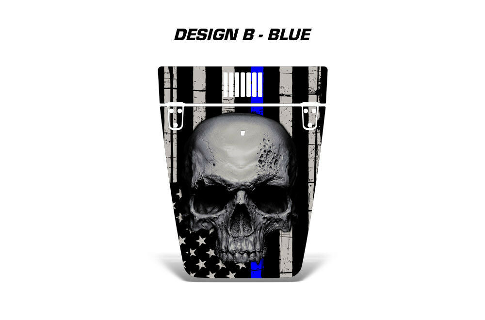 Jeep Wrangler Hood Graphics (1999-2006) THIN BLUE LINE SKULL - RacerX Customs