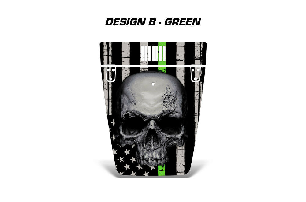 Jeep Wrangler Hood Graphics (1999-2006) THIN GREEN LINE SKULL - RacerX Customs