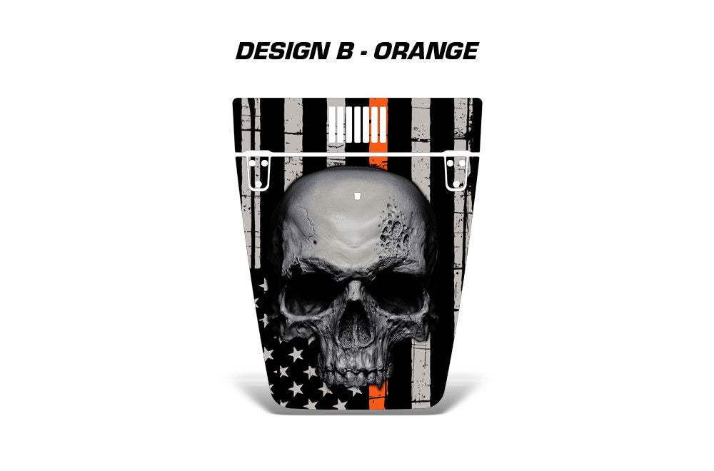 Jeep Wrangler Hood Graphics (1999-2006) THIN ORANGE LINE SKULL - RacerX Customs