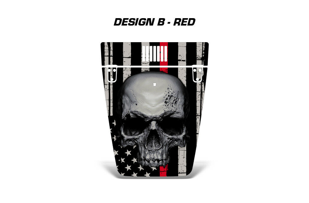 Jeep Wrangler Hood Graphics (1999-2006) THIN RED LINE SKULL - RacerX Customs