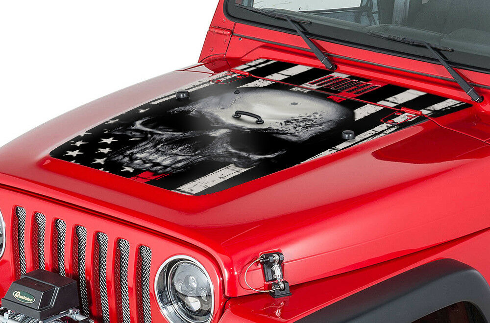 Jeep Wrangler Hood Graphics (1999-2006) THIN RED LINE SKULL - RacerX Customs