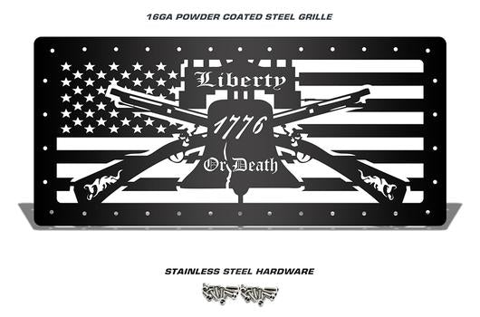 Jeep Wrangler Grille ('07-'16) Black Steel - LIBERTY OR DEATH - RacerX Customs | Truck Graphics, Grilles and Accessories
