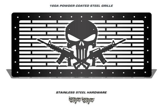 Jeep Wrangler Grille ('07-'16) Black Steel - AR-15 PUNISHER - RacerX Customs | Truck Graphics, Grilles and Accessories