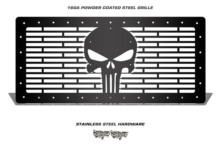 Jeep Wrangler Grille ('07-'16) Black Steel - PUNISHER - RacerX Customs | Truck Graphics, Grilles and Accessories