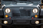 Jeep Wrangler Grille ('07-'16) Black Steel - AMERICAN FLAG - RacerX Customs | Truck Graphics, Grilles and Accessories