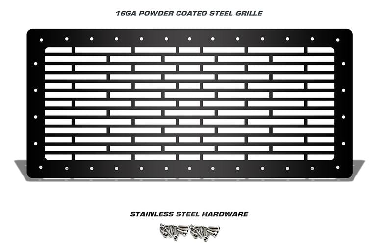 Jeep Wrangler Grille ('07-'16) Black Steel BRICK Pattern - RacerX Customs | Truck Graphics, Grilles and Accessories