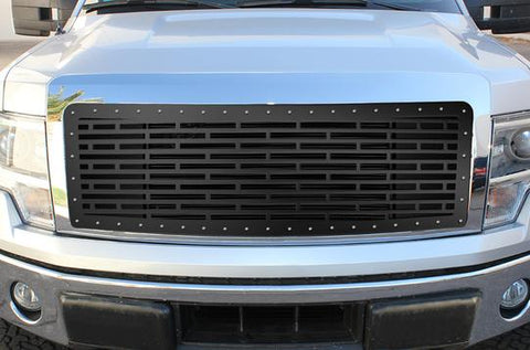 Ford F150 Lariat Black Steel Grille ('09-'12) BRICK Pattern - RacerX Customs | Truck Graphics, Grilles and Accessories