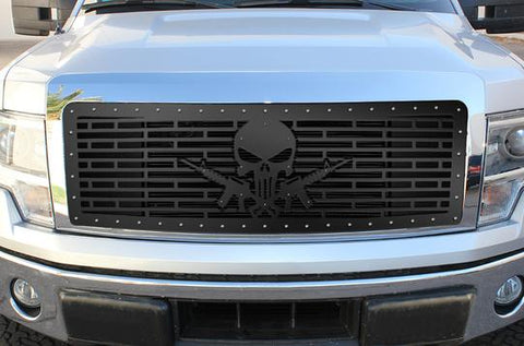 Ford F150 Lariat Black Steel Grille ('09-'12) AR-15 PUNISHER - RacerX Customs | Truck Graphics, Grilles and Accessories