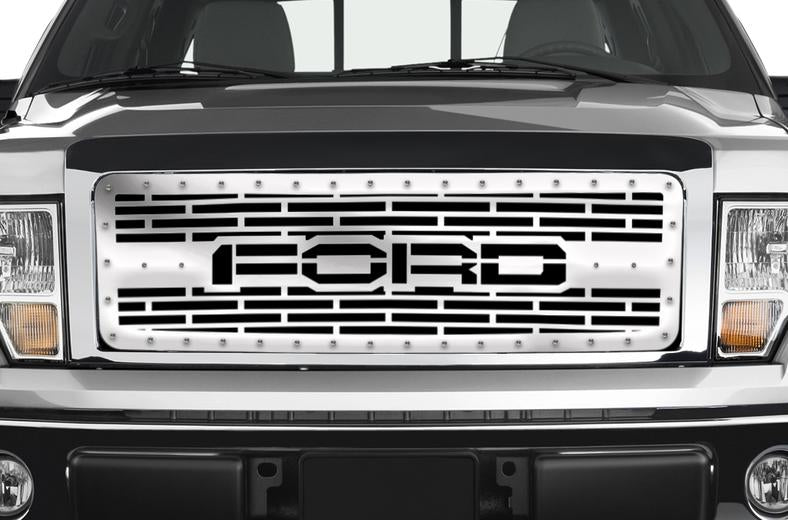 Ford F150 Stainless Steel Grille ('09-'14) FORD Logo - RacerX Customs