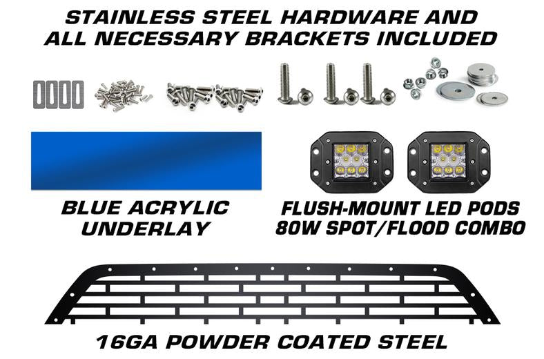 Ford F150 Grille ('09-'14) Blue FORD with LED Light Pods - RacerX Customs
