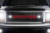 Ford F150 Grille ('09-'14) Red FORD with LED Light Pods - RacerX Customs