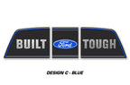 Ford F150 Rear Window Decal Graphics (2009-2014) BUILT FORD TOUGH Blue - RacerX Customs
