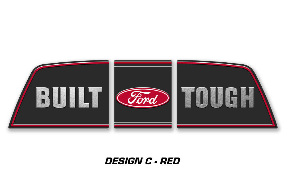 Ford F150 Rear Window Decal Graphics (2009-2014) BUILT FORD TOUGH Red - RacerX Customs