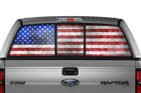 Ford F150 Rear Window Decal Graphics (2009-2014) AMERICAN FLAG - RacerX Customs