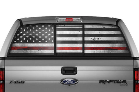 Ford F150 Rear Window Decal Graphics (2009-2014) THIN RED LINE - RacerX Customs
