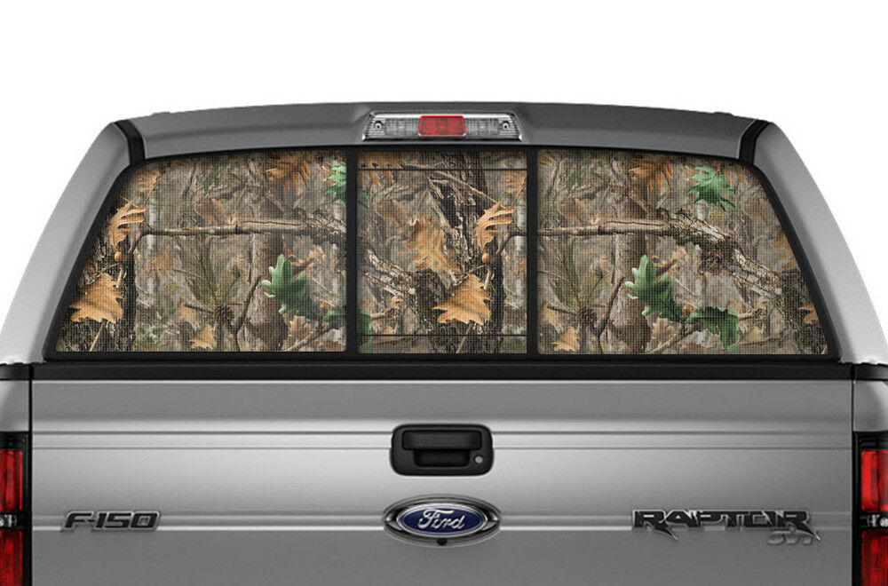 Ford F150 Rear Window Decal Graphics (2009-2014) WOODLAND CAMO - RacerX Customs