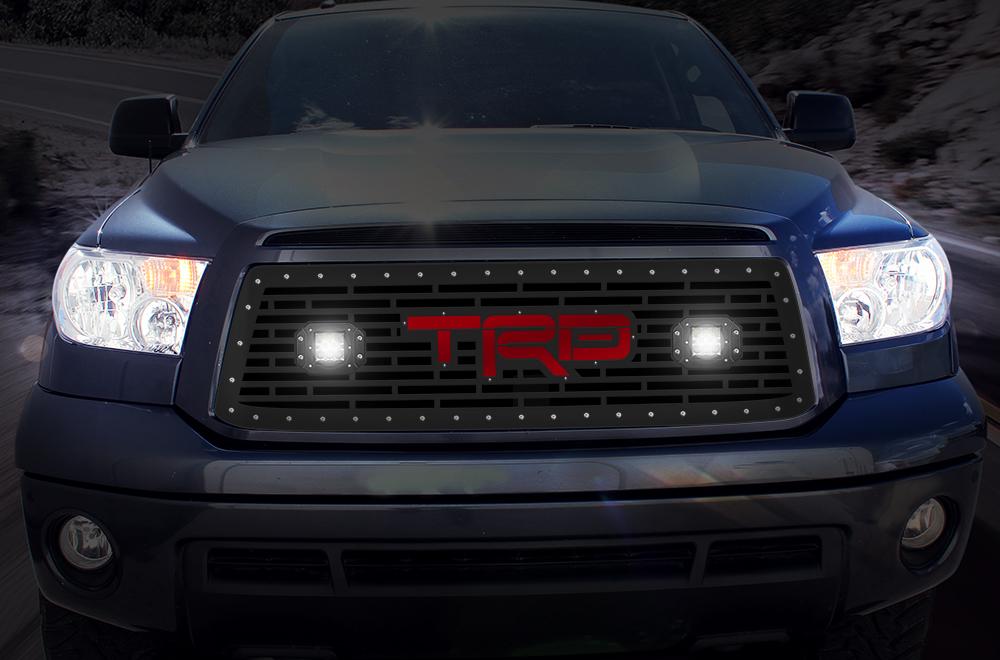 Toyota Tundra Grille ('10-'13) Red TRD with LED Light Pods - RacerX Customs