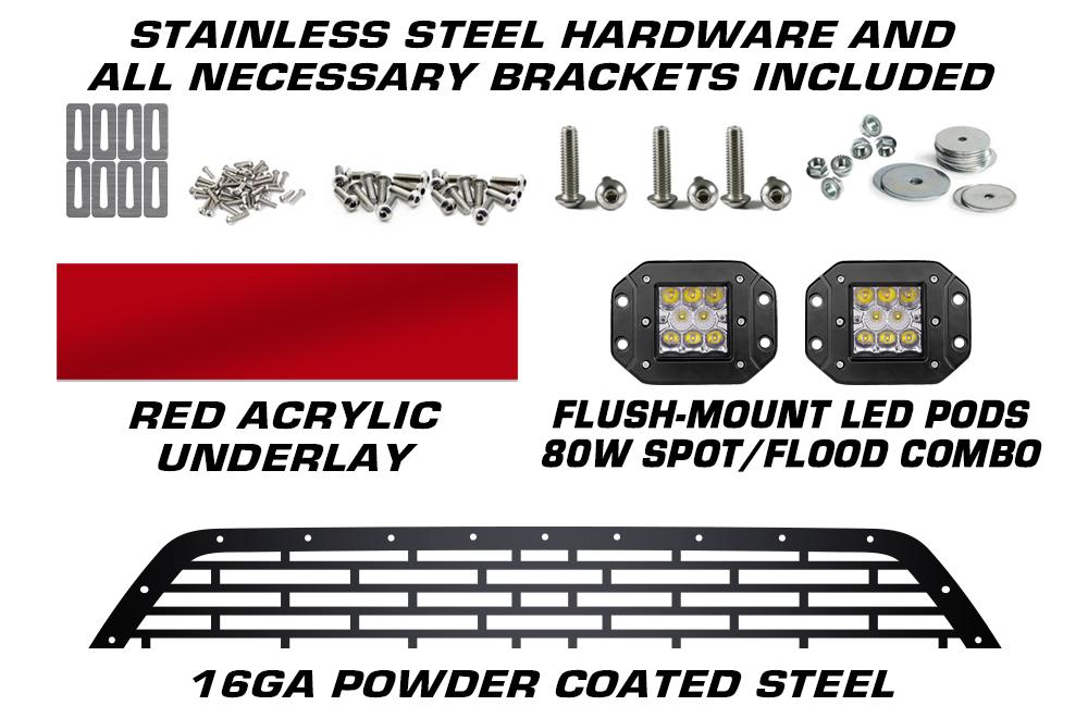 Toyota Tundra Grille ('10-'13) Red TRD with LED Light Pods - RacerX Customs